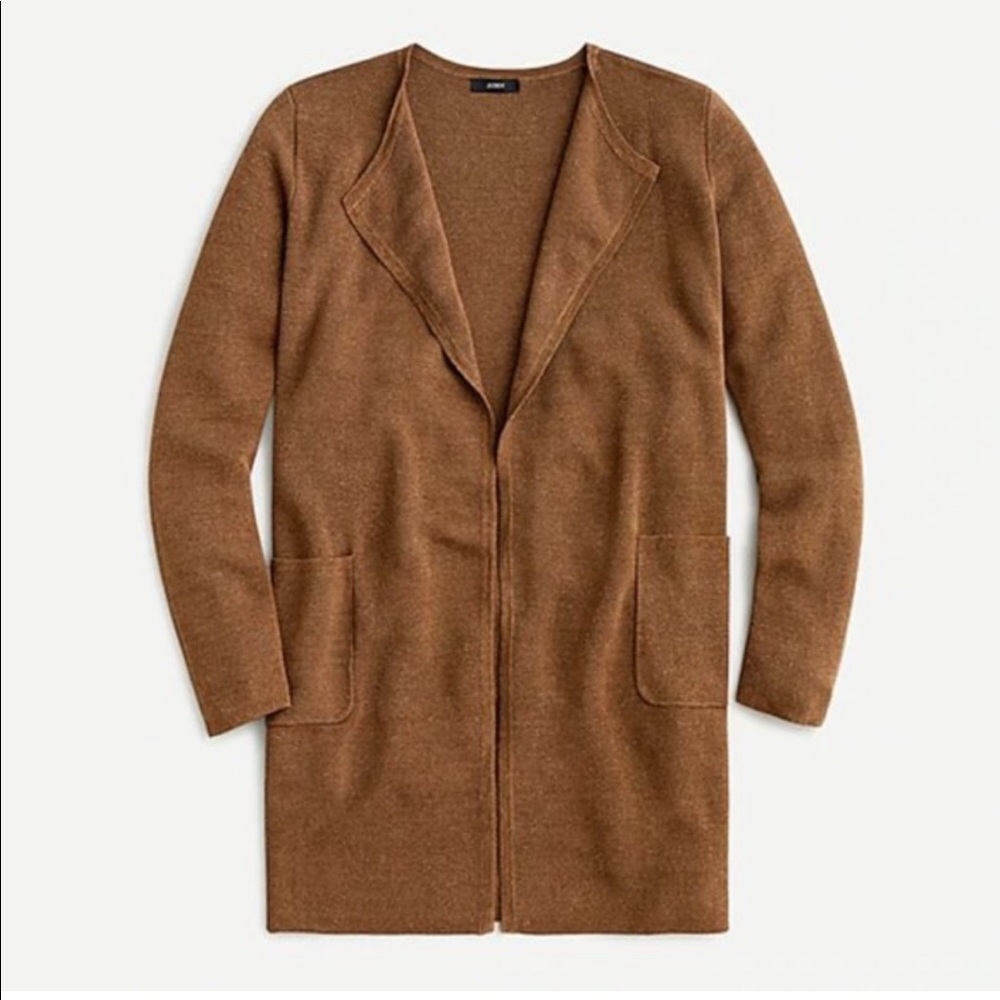 J Crew Juliette collar-less sweater blazer.